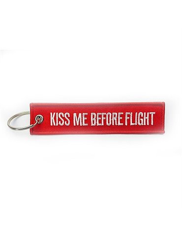 Cloth Key Rings with Metal Ring  Kiss Me Before Flight